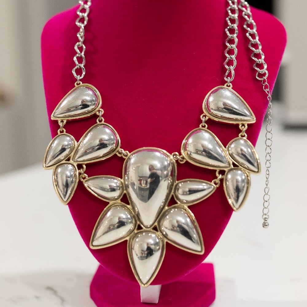 Mirrored Gold & Silver Statement Necklace